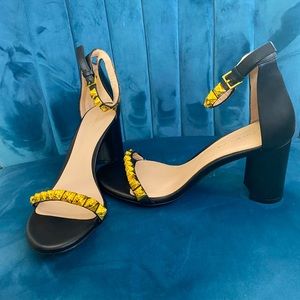 Stuart Weitzman Rosemarie Black Rose Gold Stud Strappy Sandals